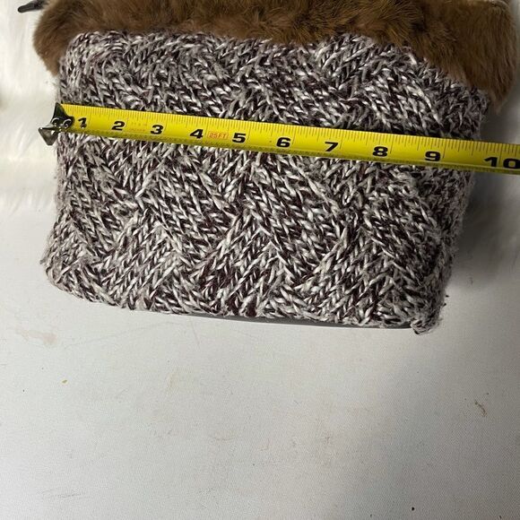 Murval Paris brown & Beige knit with faux fur small tote bag double hand… - Picture 9 of 11